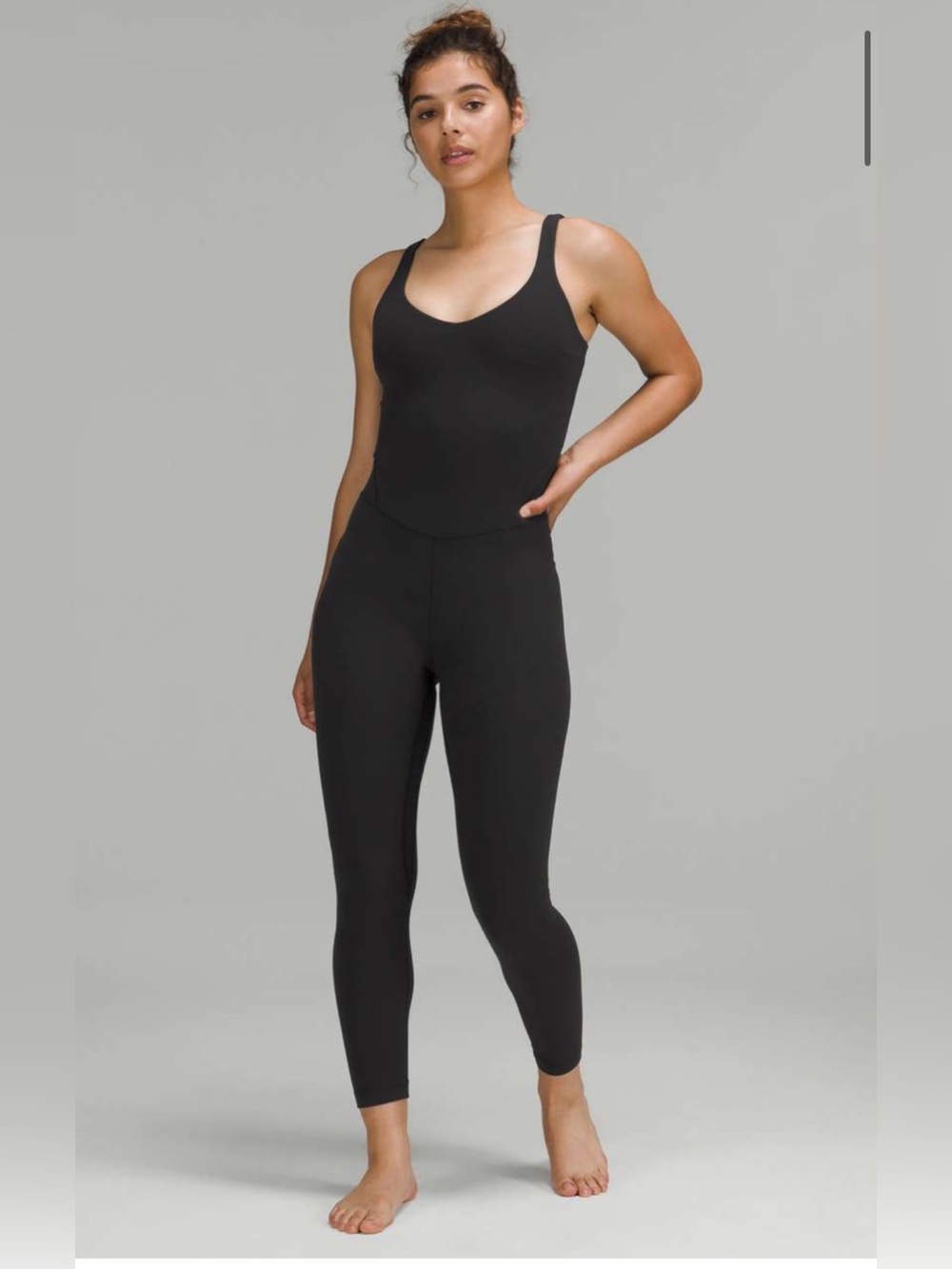 Lululemon Align Bodysuit 25” Black Nulu Yoga Jumpsuit Size 4